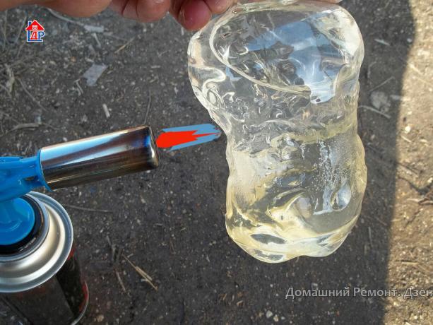 fűtővíz PET palackok nyílt láng
